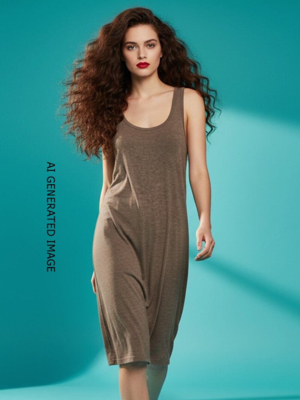 DREW Heather Brown Gray Lined Stretchy Tank Dress Size S